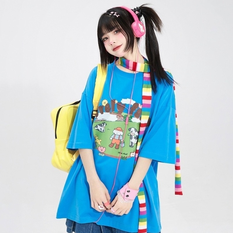 Y2K Aesthetic Oversized T-Shir - Farming Japan ulasan dan harga