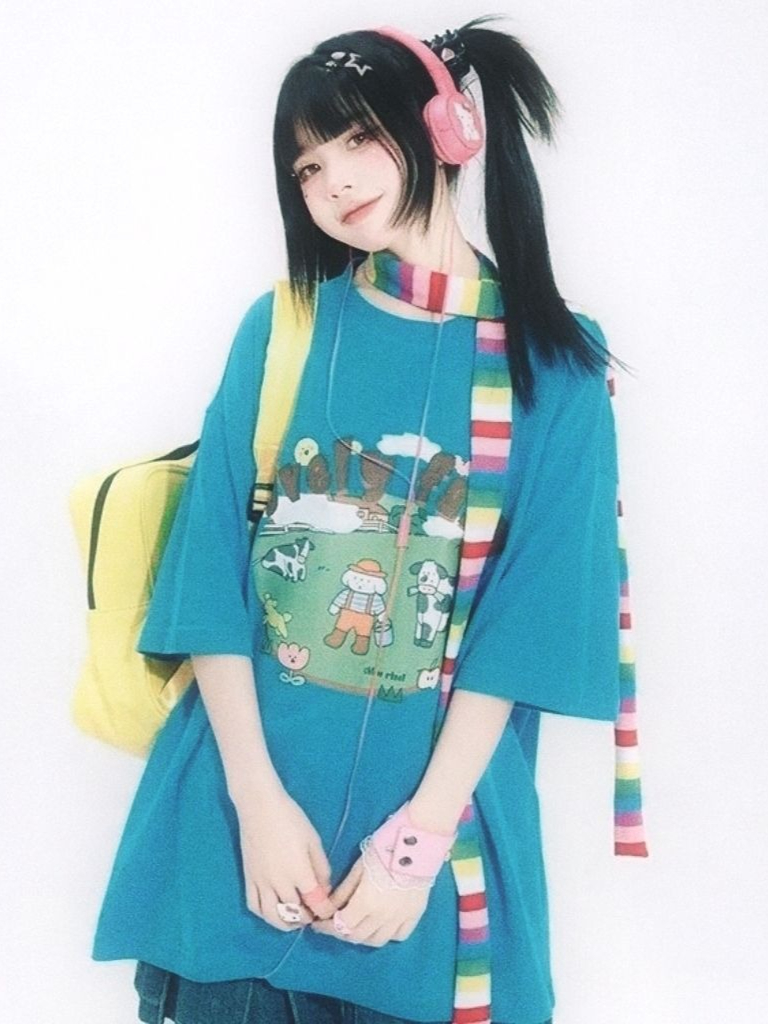 Y2K Aesthetic Oversized T-Shir - Farming Japan ulasan dan harga